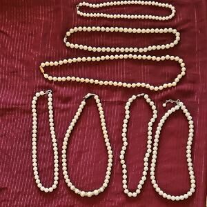 7 Assorted Handmade Faux Pearl Necklaces